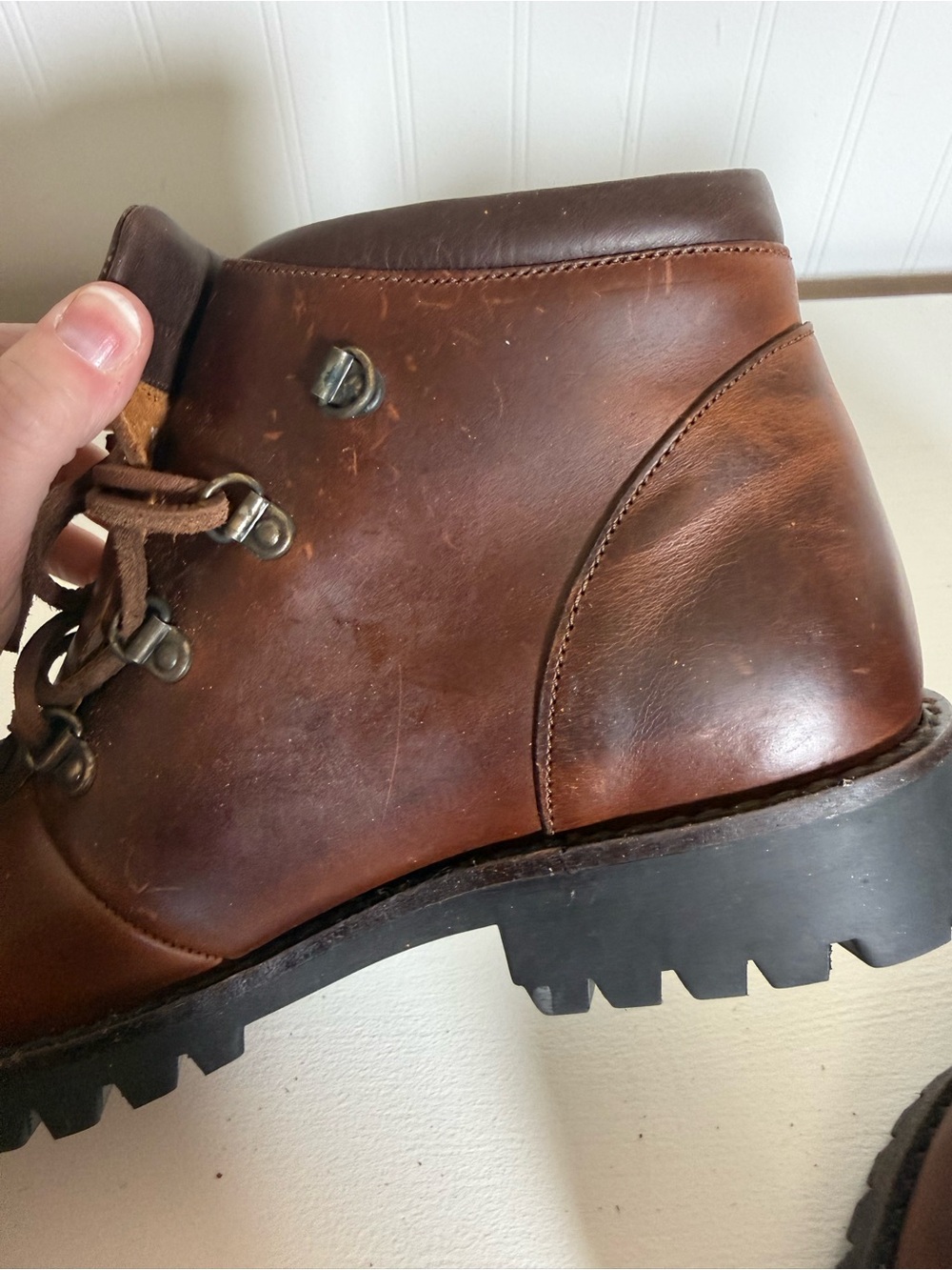 Vintage Timberland Brown Leather Hiking Boots Made in Italy Women’s 8.5 - Picture 8 of 13